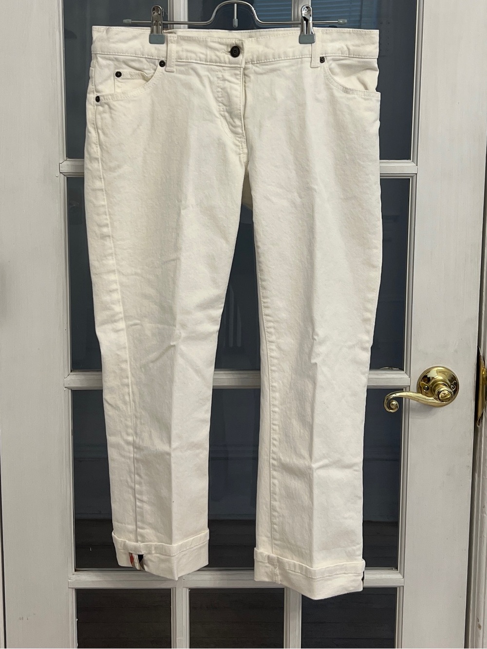 BURBERRY Women’s White Straight Leg Jeans Size 10
